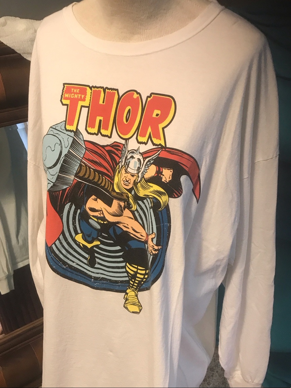 Marvel White Long Sleeve Thor Graphic Tee